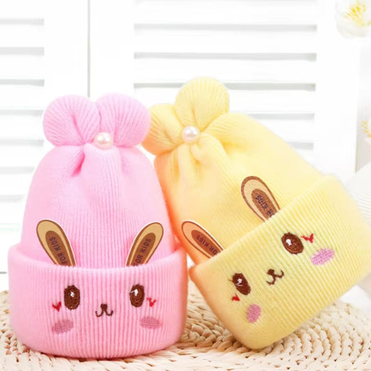 Newborn Knitted Hat Rabbit Ears Winter Warm Hat Windproof Caps Lovely Breathable Outdoor Headdress Baby Warm Beanie Hats