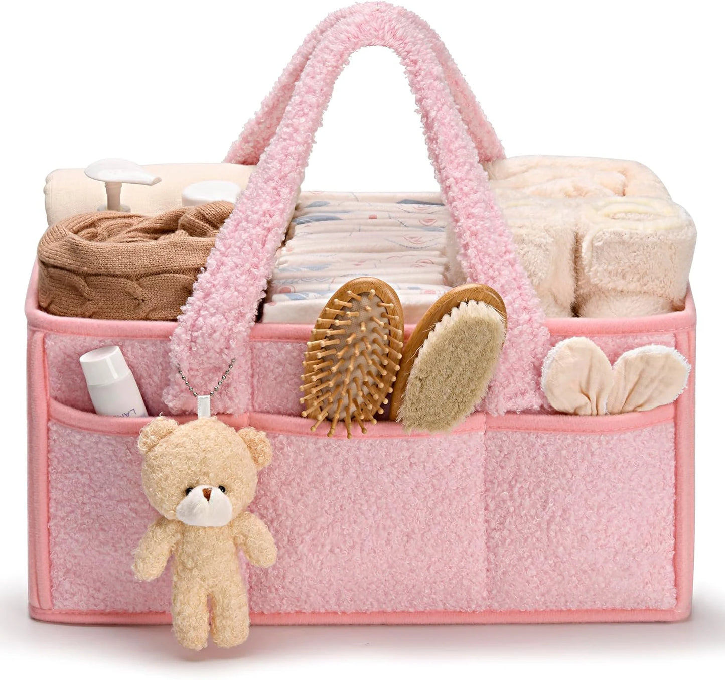Baby Diaper Organizer Caddy for Changing Table, Nursery Storage Baby Basket, Portable Car Diaper Caddy Basket, Baby Shower Gifts