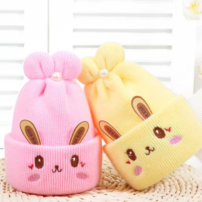Newborn Knitted Hat Rabbit Ears Winter Warm Hat Windproof Caps Lovely Breathable Outdoor Headdress Baby Warm Beanie Hats