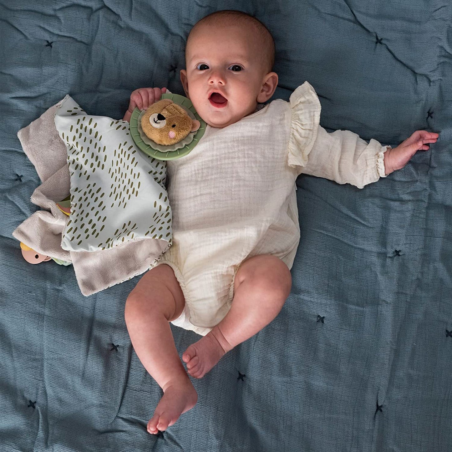 Soft Security Blanket with Pacifier Holder & Mane Teether Lovey Unisex Lovie Gifts for Newborn Boys and Girls Snuggle Toy Baby Lion Stuffed Animal for Ages 0-24 Months