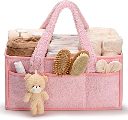 Baby Diaper Organizer Caddy for Changing Table, Nursery Storage Baby Basket, Portable Car Diaper Caddy Basket, Baby Shower Gifts