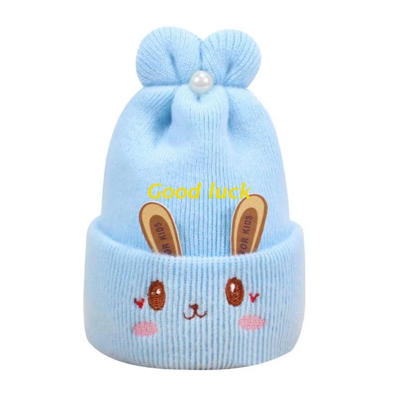 Newborn Knitted Hat Rabbit Ears Winter Warm Hat Windproof Caps Lovely Breathable Outdoor Headdress Baby Warm Beanie Hats