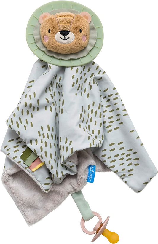 Soft Security Blanket with Pacifier Holder & Mane Teether Lovey Unisex Lovie Gifts for Newborn Boys and Girls Snuggle Toy Baby Lion Stuffed Animal for Ages 0-24 Months