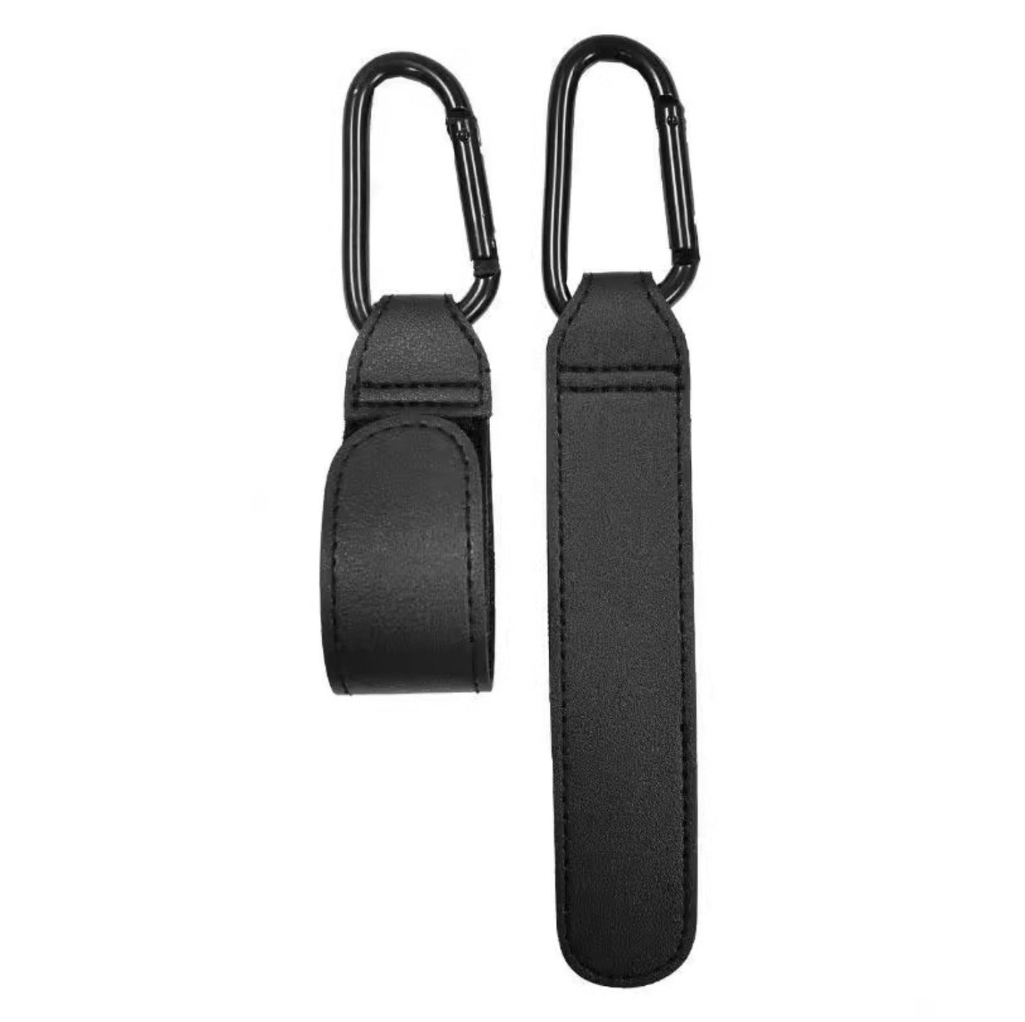 Premium PU Leather Stroller Hooks - 2 Pack Heavy Duty Stroller Organizer Hooks for Baby Carriage, Diaper Bags & Groceries