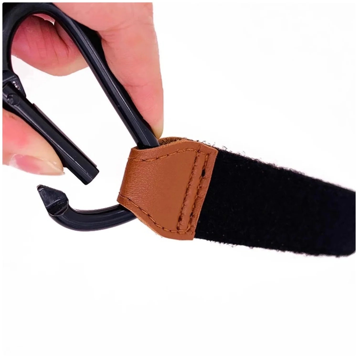 Premium PU Leather Stroller Hooks - 2 Pack Heavy Duty Stroller Organizer Hooks for Baby Carriage, Diaper Bags & Groceries