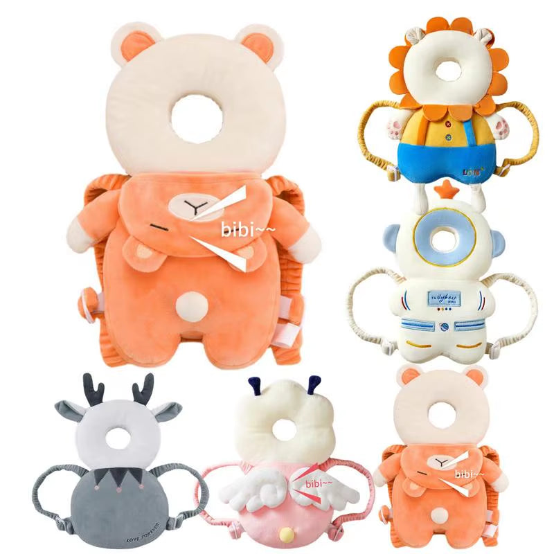 Stuffing Animal Shape Baby Back Protection Pillow Backpack Toddlers Head Protection Pillow Anti-Fall for Baby Walking & Crawling