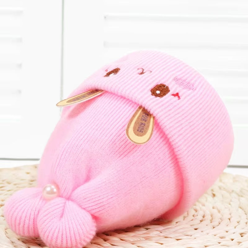 Newborn Knitted Hat Rabbit Ears Winter Warm Hat Windproof Caps Lovely Breathable Outdoor Headdress Baby Warm Beanie Hats