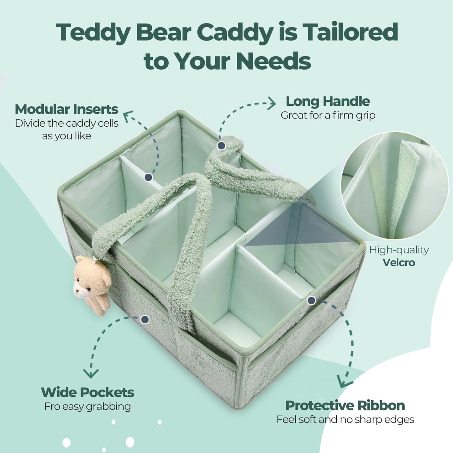Baby Diaper Organizer Caddy for Changing Table, Nursery Storage Baby Basket, Portable Car Diaper Caddy Basket, Baby Shower Gifts