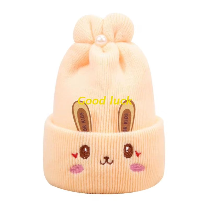 Newborn Knitted Hat Rabbit Ears Winter Warm Hat Windproof Caps Lovely Breathable Outdoor Headdress Baby Warm Beanie Hats