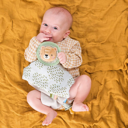 Soft Security Blanket with Pacifier Holder & Mane Teether Lovey Unisex Lovie Gifts for Newborn Boys and Girls Snuggle Toy Baby Lion Stuffed Animal for Ages 0-24 Months