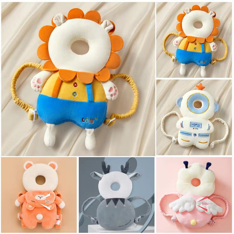 Stuffing Animal Shape Baby Back Protection Pillow Backpack Toddlers Head Protection Pillow Anti-Fall for Baby Walking & Crawling